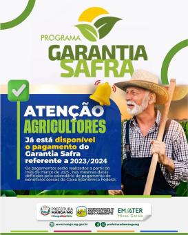GARANTIA SAFRA: PAGAMENTOS A PARTIR DE 18 DE MARÇO